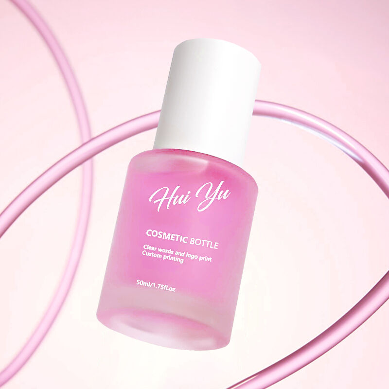 ফ্রস্টেড ক্লিয়ার গ্লাস কসমেটিক বোতল 50 মিলি লোশন পাম্প সিলিন্ডার আকৃতি স্কিন কেয়ার সিরাম প্যাকিংয়ের জন্য