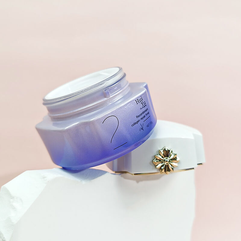 Neuankunft und Design unregelmäßiges lila rosa Glasflaschen für kosmetische Creme und Lotion HY-2463
