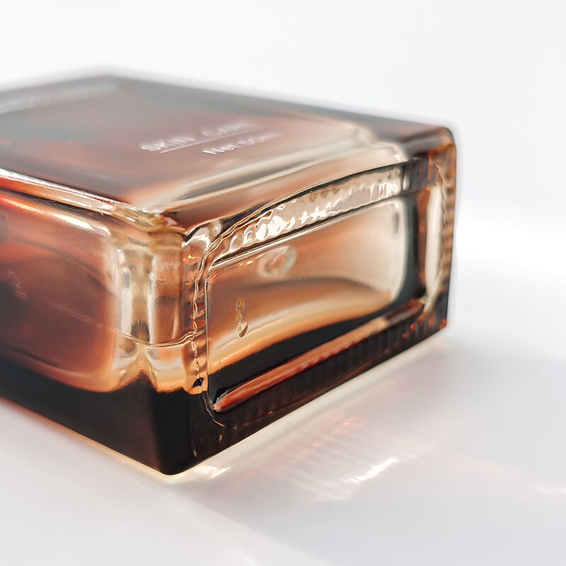 Benutzerdefinierte Farbe Quadratisch 120ml 50ml 30ml Bernsteinfarbene Glas-Essentialöltropfenflasche HY-1902