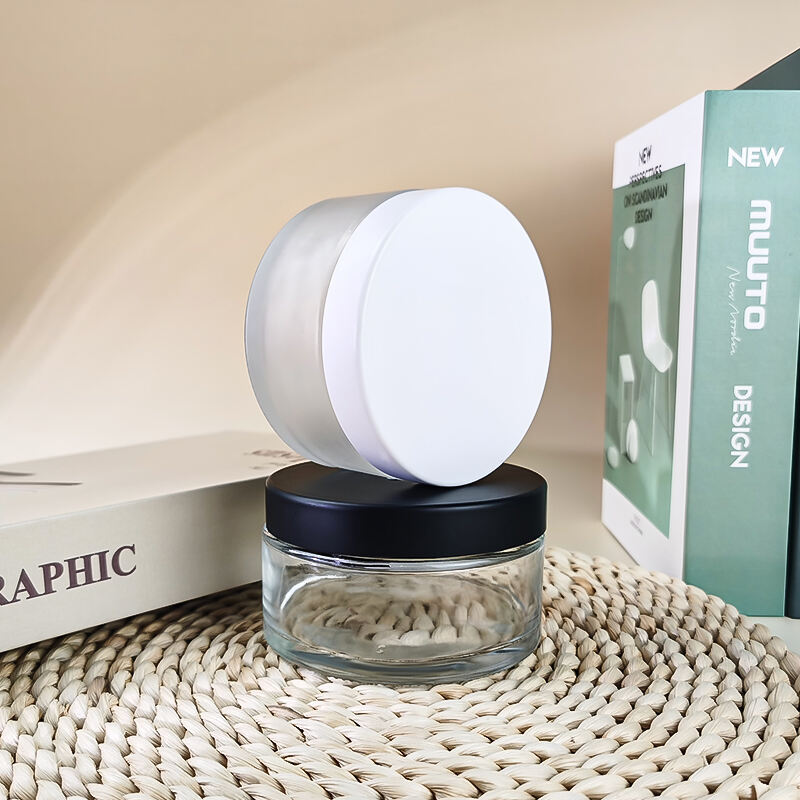 200g 250g Klarsicht Transparent Matte Kosmetik Glas Runde Body Butter Gläser Emulsion Creme Behälter HY-1904