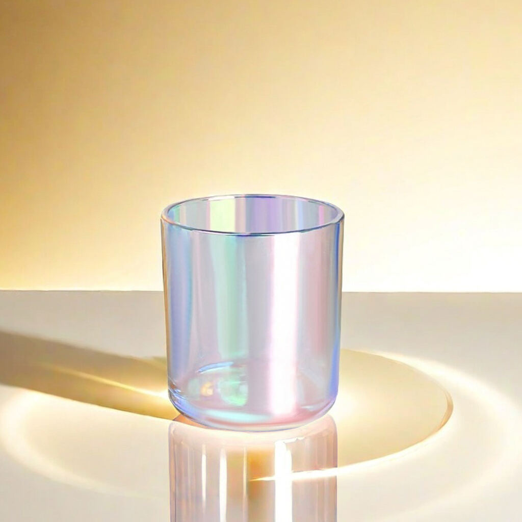 Hochwertige Großhandels-Weihnachtsartikel 10oz einzigartige Luxusirisierende leere Glas-Kerzenbehälter