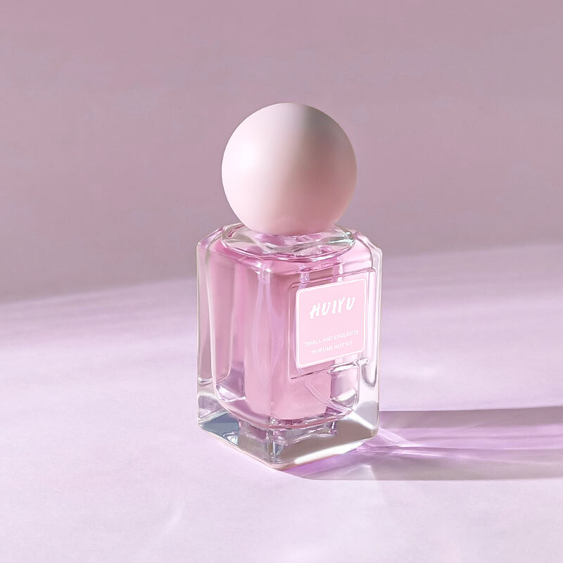 Leere Glasduftwasserflaschen mit eigenem Logo, quadratisch, nachfüllbar, 30 ml, 50 ml, rosa