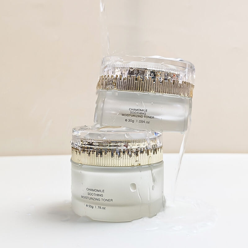 30g 50g Individuell bedruckt, Hot Stamping Weiß Gold Cremegefäß mit Krönchenverschluss für Kosmetika Hautcreme Glasflasche