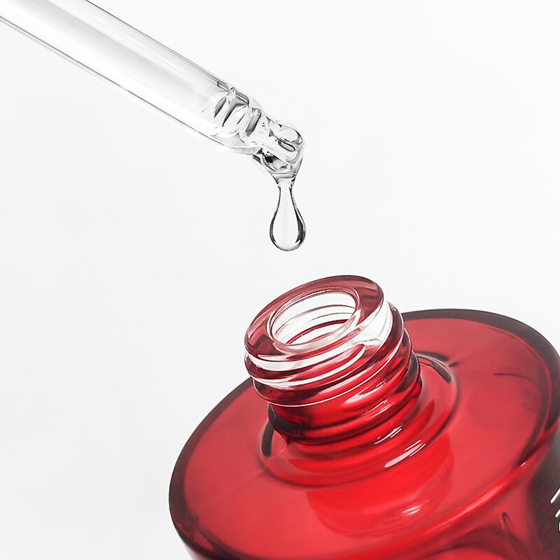Glass Cosmetic Packaging Luxury Red Empty Skin Care Serum Dropper Bottle 50ml