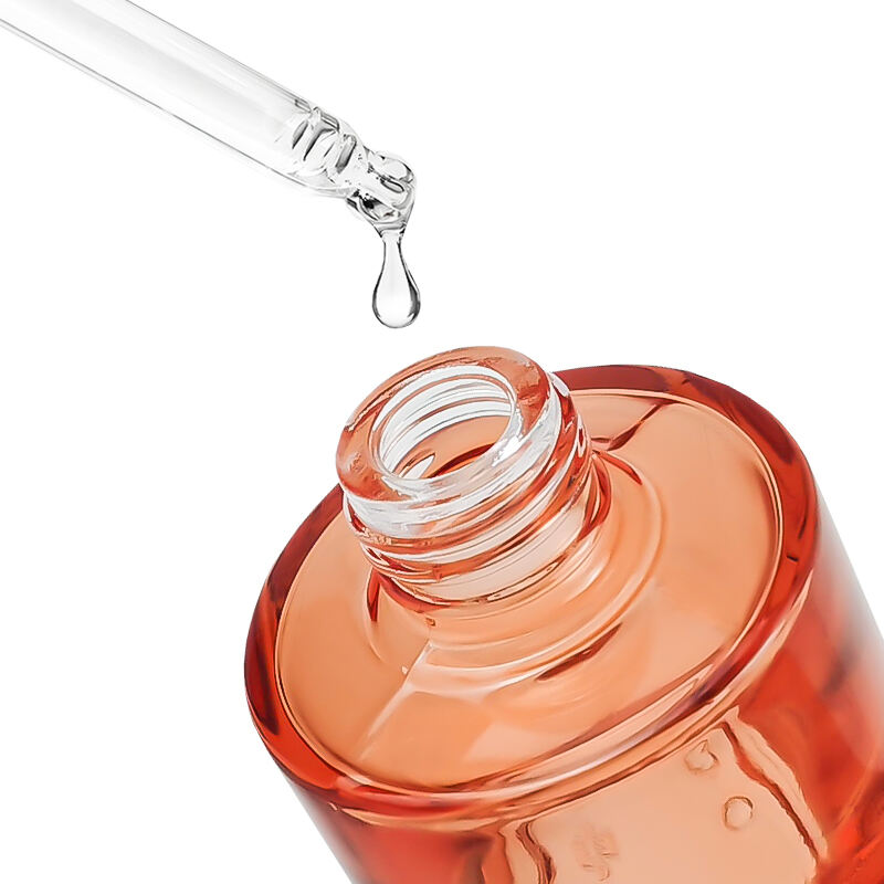OEM personalizzato, flacone in vetro da 40 ml con contagocce, superficie trasparente, per etichetta privata, siero per la cura della pelle, confezione con scatola e tappi dorati