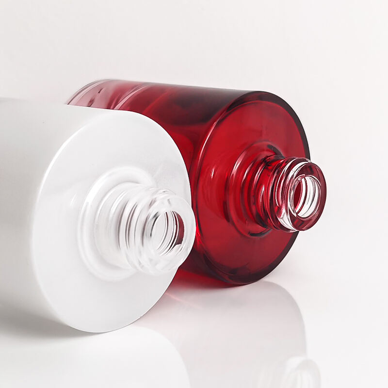 Glass Cosmetic Packaging Luxury Red Empty Skin Care Serum Dropper Bottle 50ml