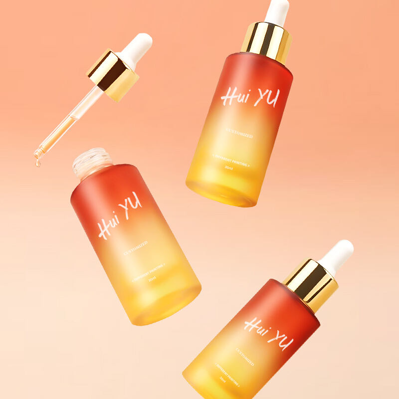 Flaconi con contagocce in vetro da 30 ml personalizzati, colorati, a spalla piatta, con tappo a vite di sicurezza per bambini, confezione per sieri per la cura della pelle opaca