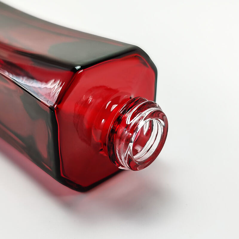 Rotes Einzigartiges Luxus-Schmales Hautpflege Serum Glasflasche mit Tropfer HY-1907