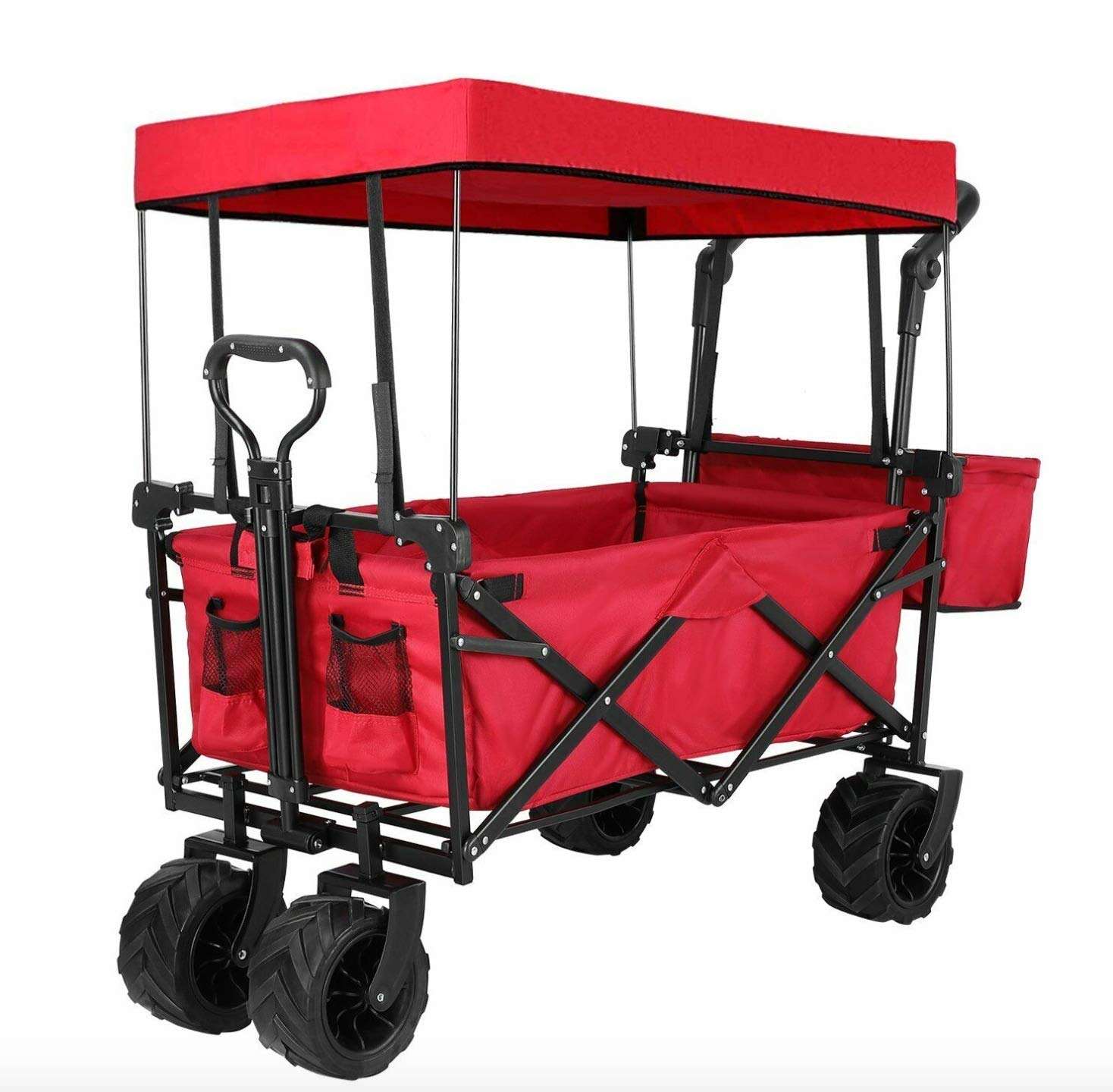 Carro plegable de alta resistencia, carrito de camping plegable para uso general, para niños, con asa para empujar y tirar