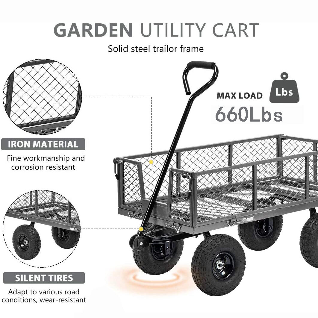 Chariot en treillis métallique pour jardin, pelouse, utilitaire extérieur