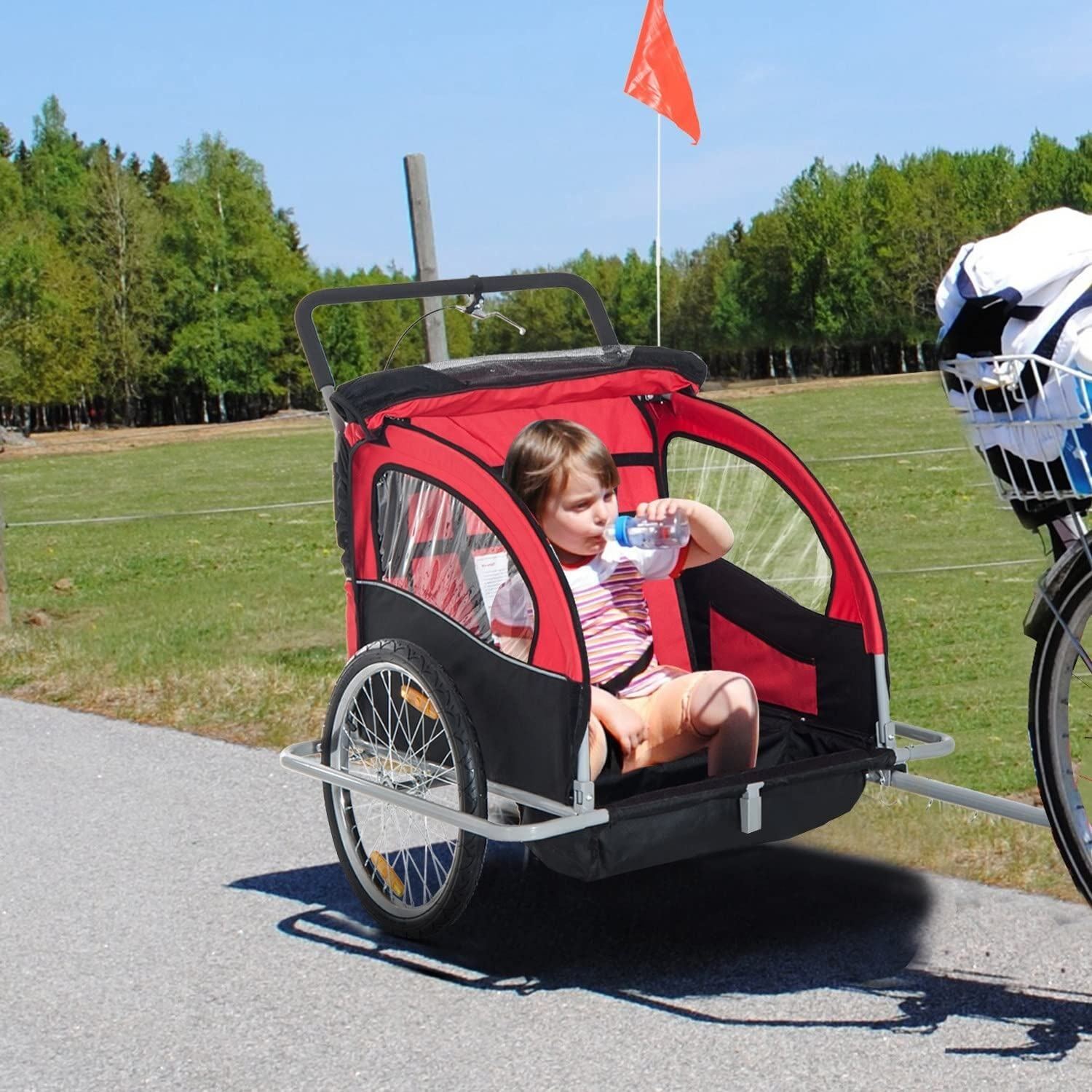 Metal Bike Cargo Trailer Children or Pet Three Wheels 3 in 1 Bicycle Trailer With Reflector