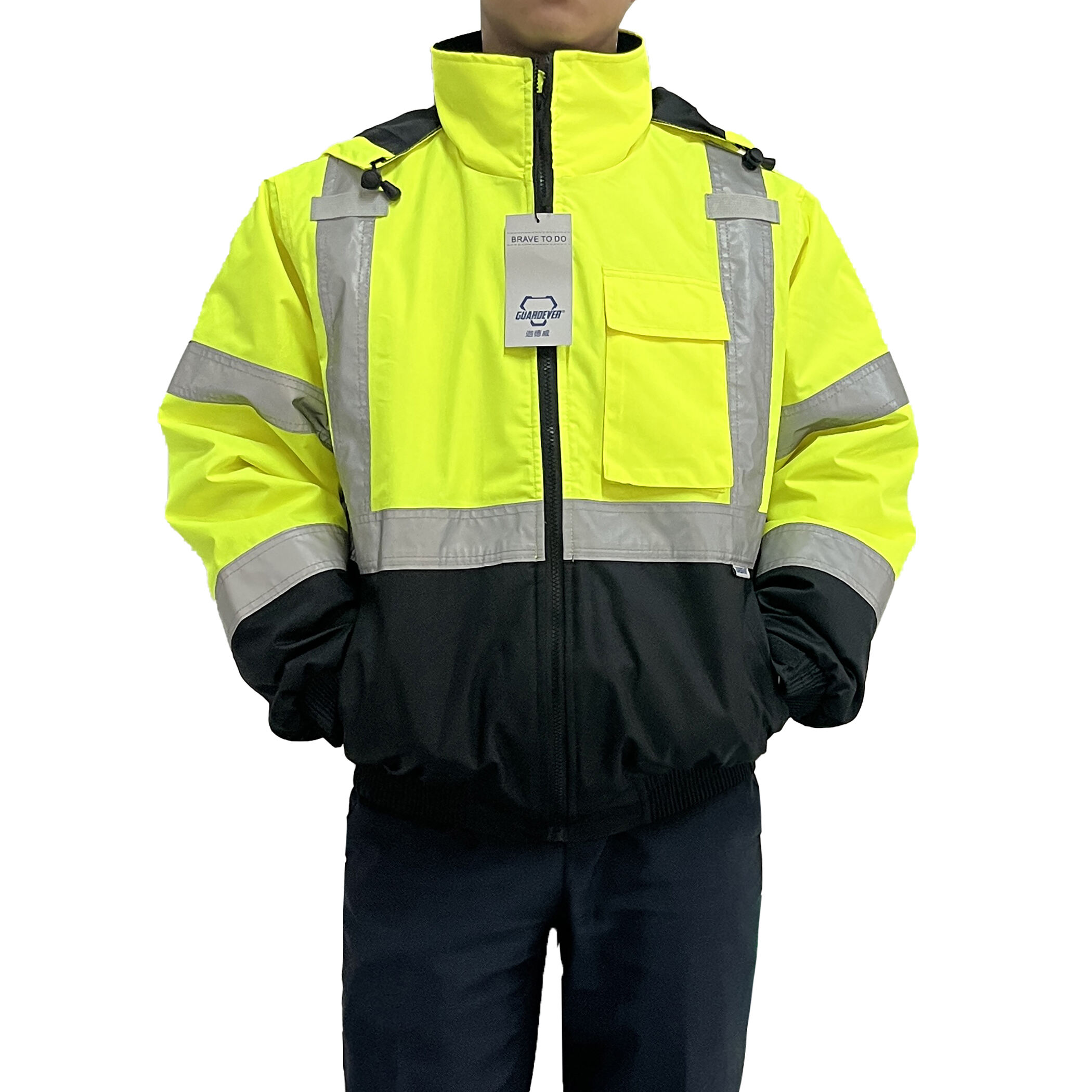 Guardever Factory Supply Industrial Reflective Safety Thermal Coal Traffic Mining Airport Construction High Visibility Bomber Jackets