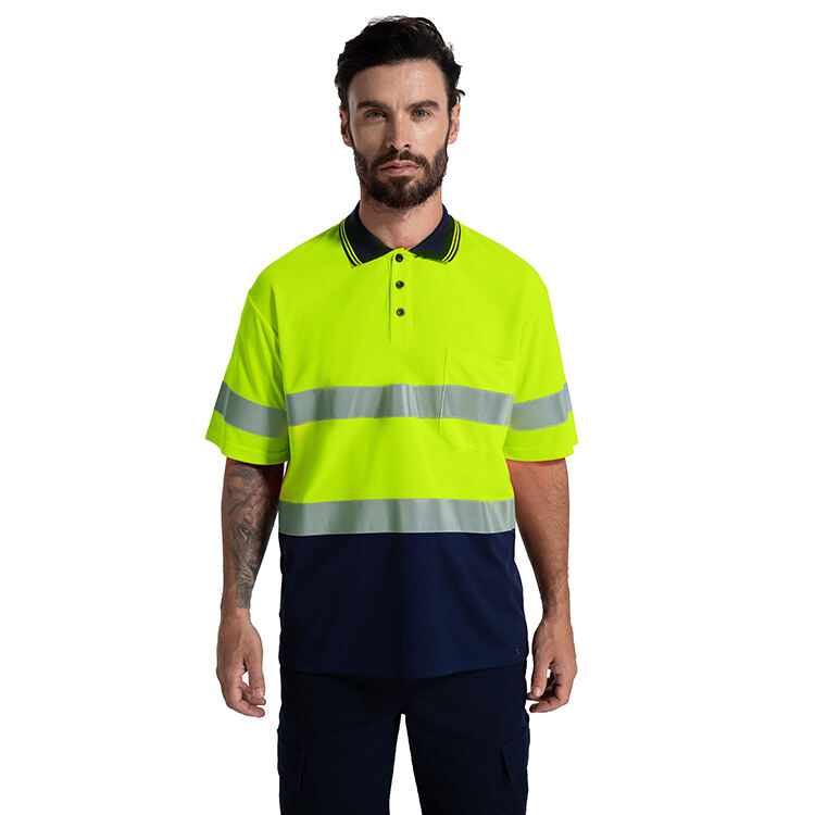 Guardever Workwear Customize 100% Cotton Two Tone Unisex Work Clothes Hi Vis Short Sleeve Quick Dry Security Safety Polo Shirts