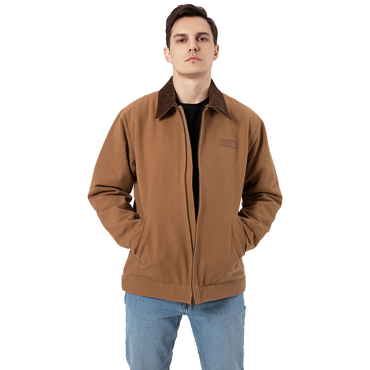 Factory Custom 12 Oz Brown Canvas Cotton Blanket Lined Detroit winter Jacket for Men