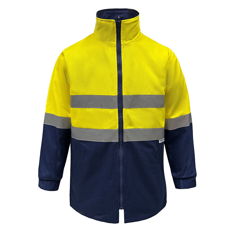 Faki Customaizeri Hi Vis Chilimoni Winter 100% Mpalamanda Ya Cotton Ya Teflon Safety Reflective Jakiti