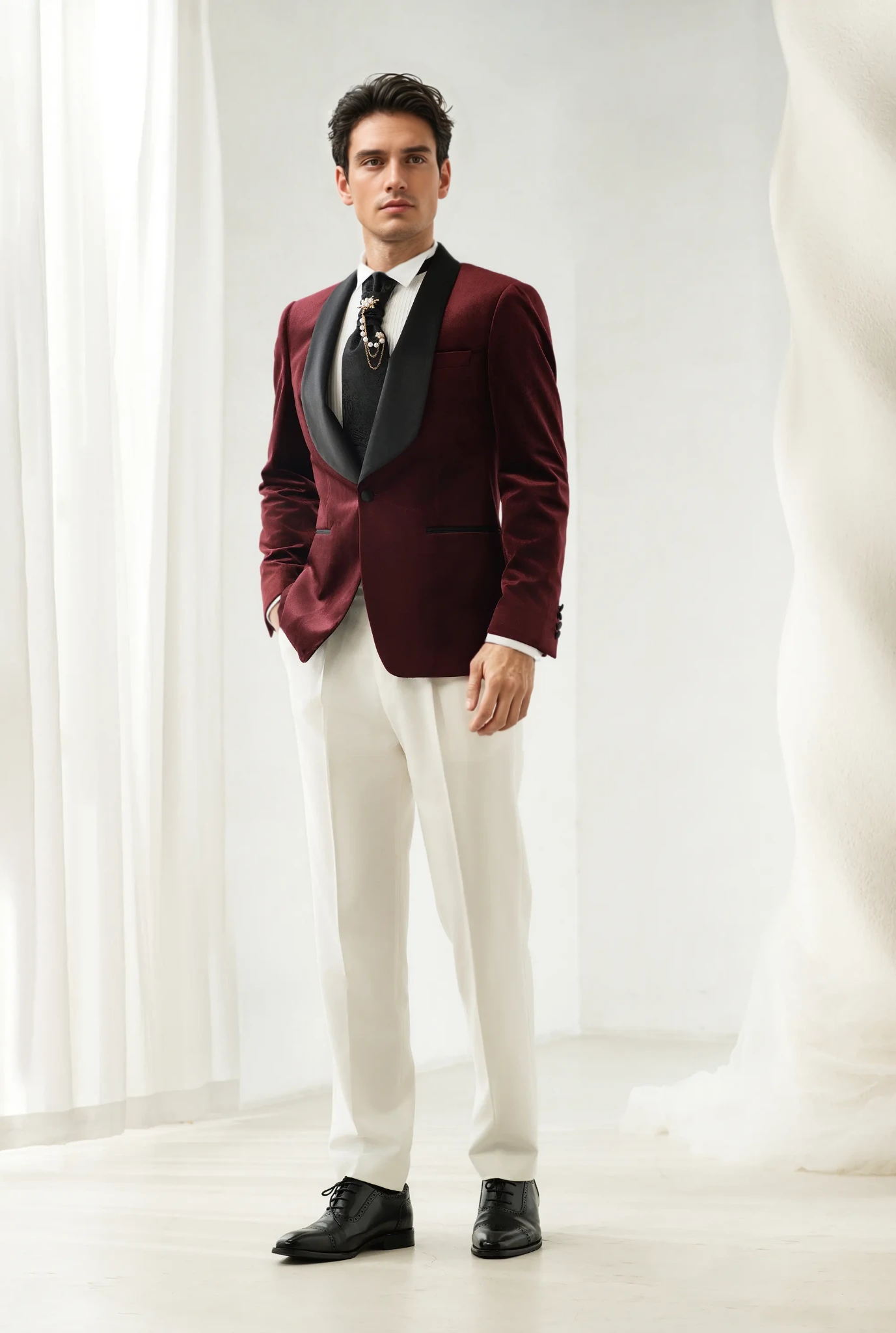 2025 Tuxedo Burgundy  Suit 6616