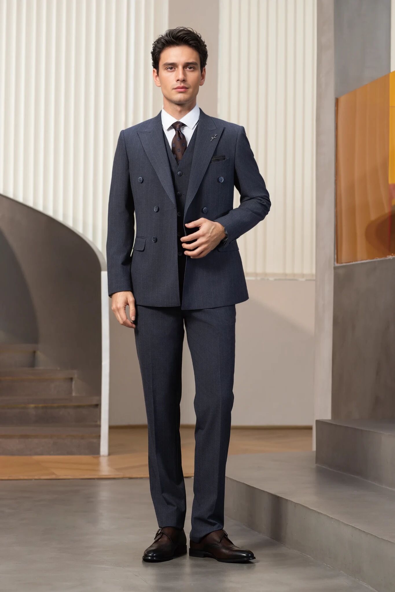 costume rayé gris 6608 pour homme 2025