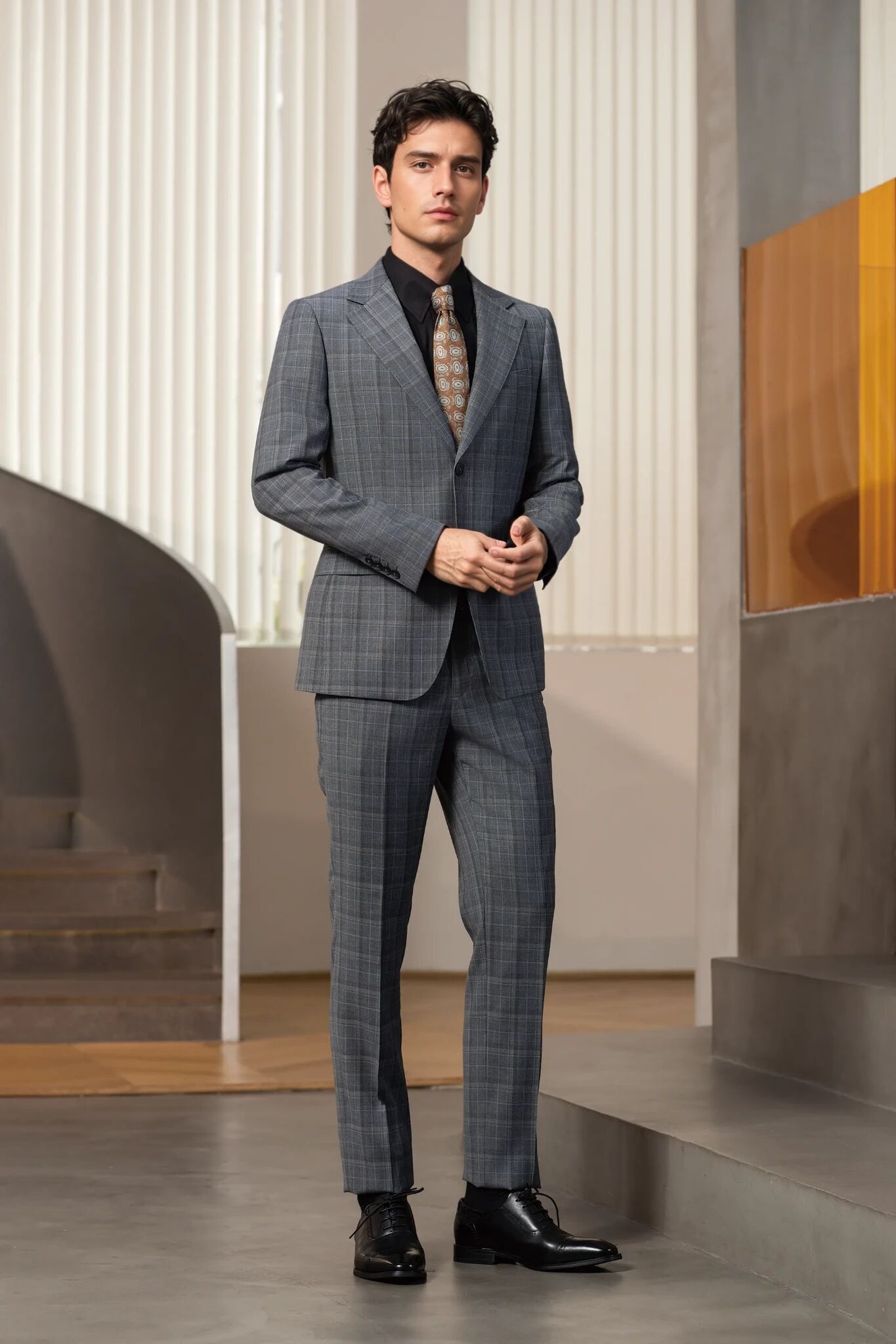 traje gris a cuadros para esmoquin 2025 8806