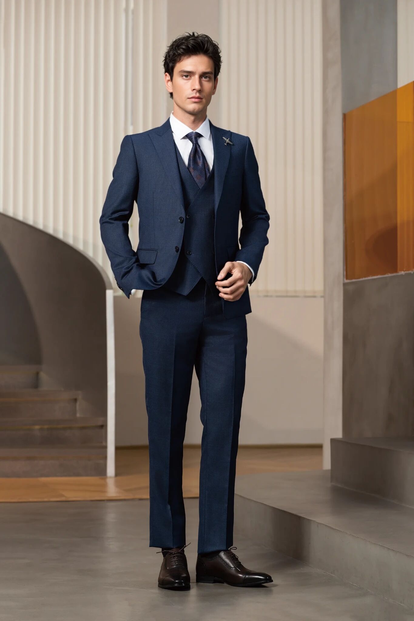 2025 Tuxedo Navy Blue  Suit 6871