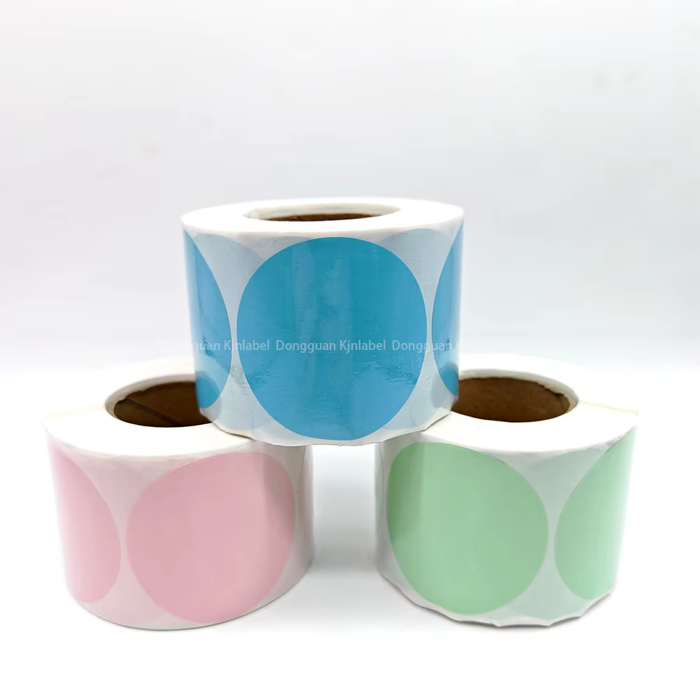 Colored Dot Coated Paper Label Round Three-Proof Thermal Dot Label Circular Dyed Label Paper Red Green Yellow Blue Sticker manufacture