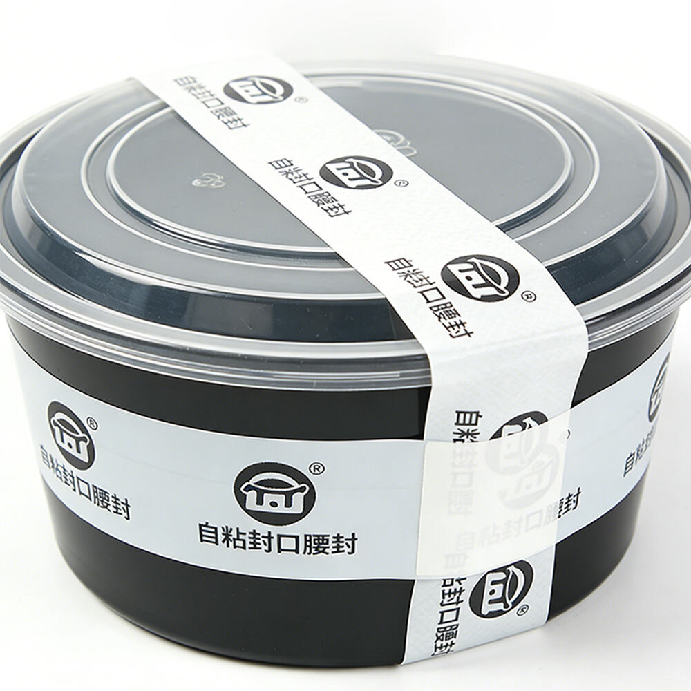 Self-Stick Seal Strip Takeaway Tamper Evident Waist Self-Adhesive Band Branded Food Safe Sealing Tape for Bento Sushi