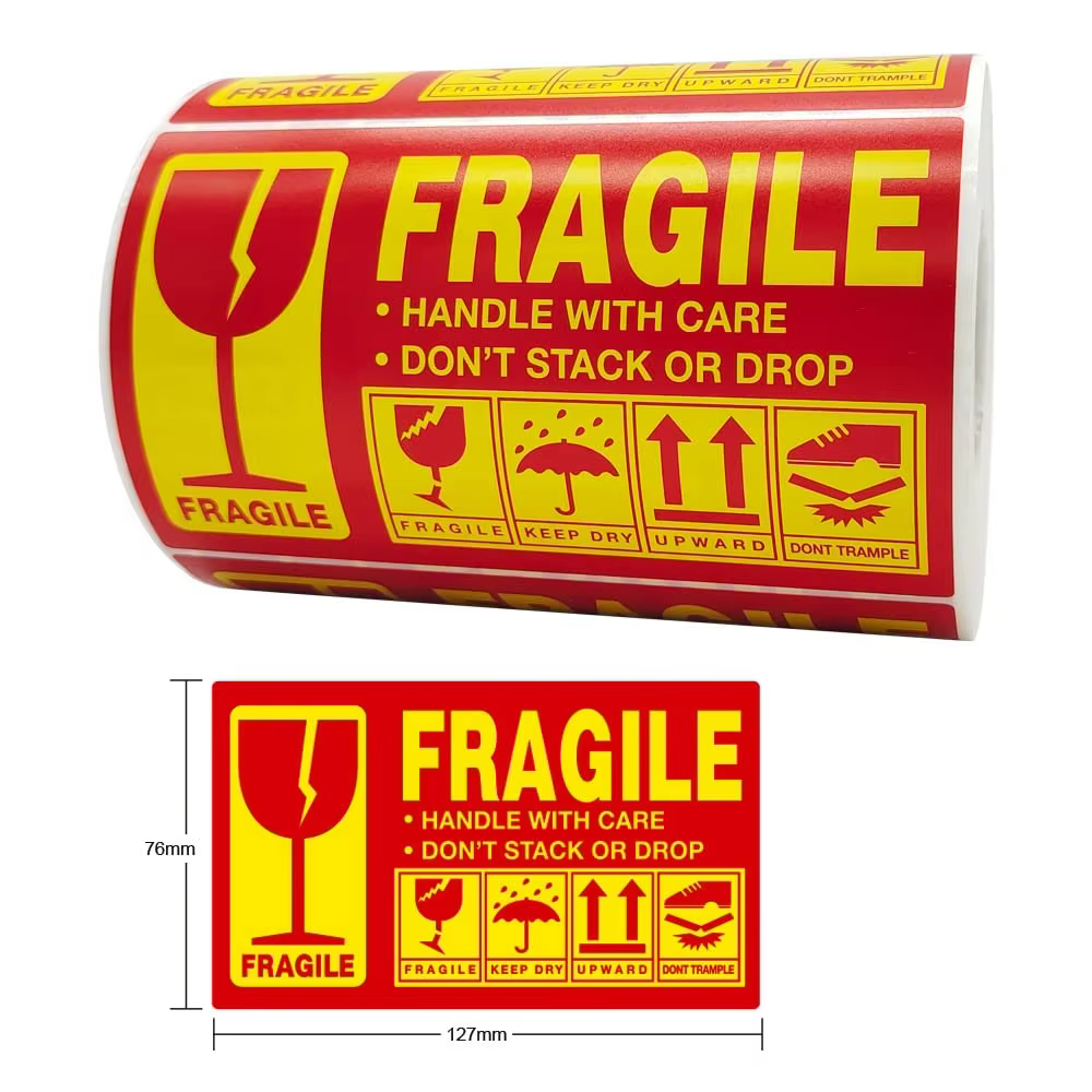 Fragile Sticker Roll Fragile Paper Tamper Proof Seal Sticker Fragile Label Glass Handle with Care Stickers for Package Box factory