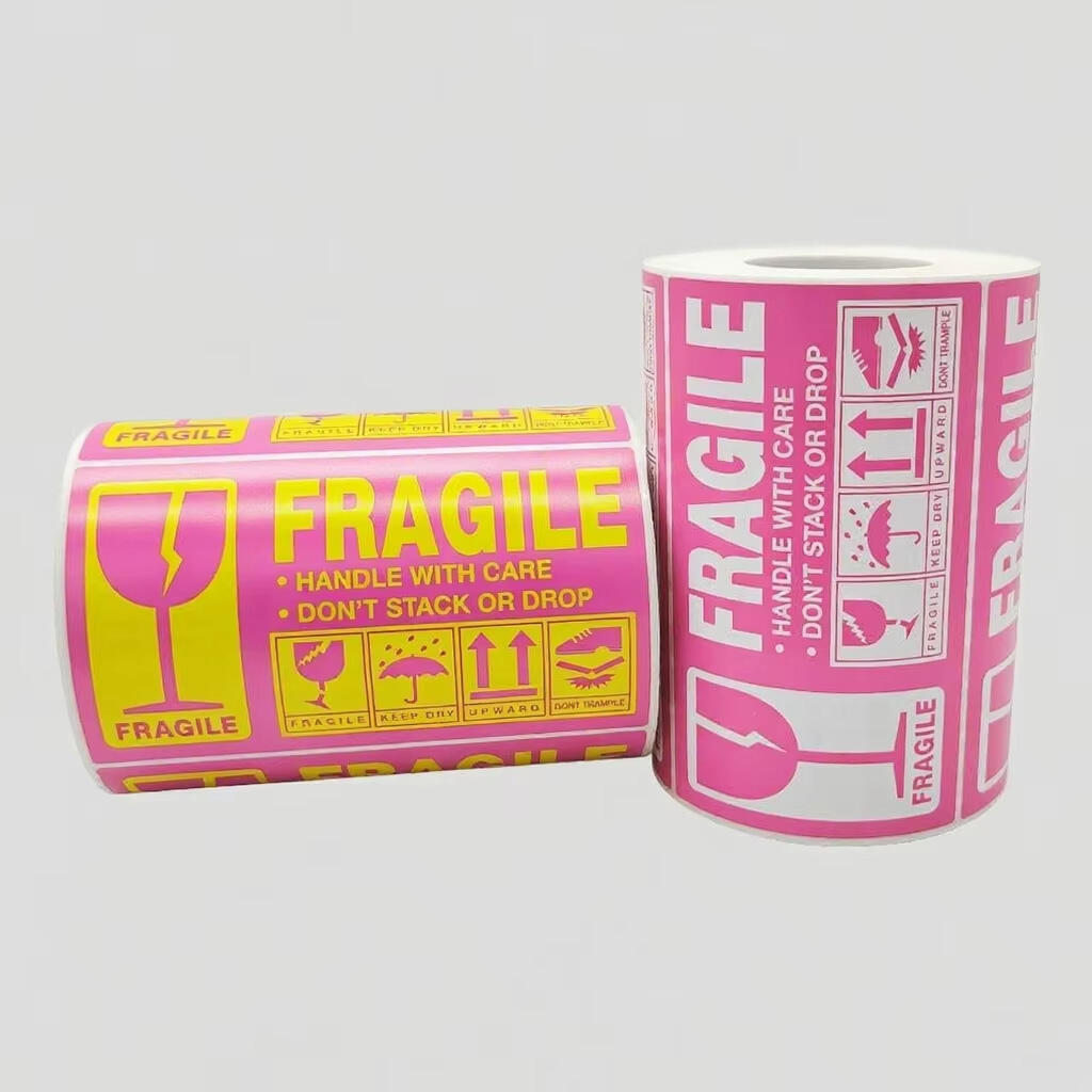 Custom Self Adhesive Fragile Label Stickers Shipping Packaging   Caution Warning for Carton Delivery