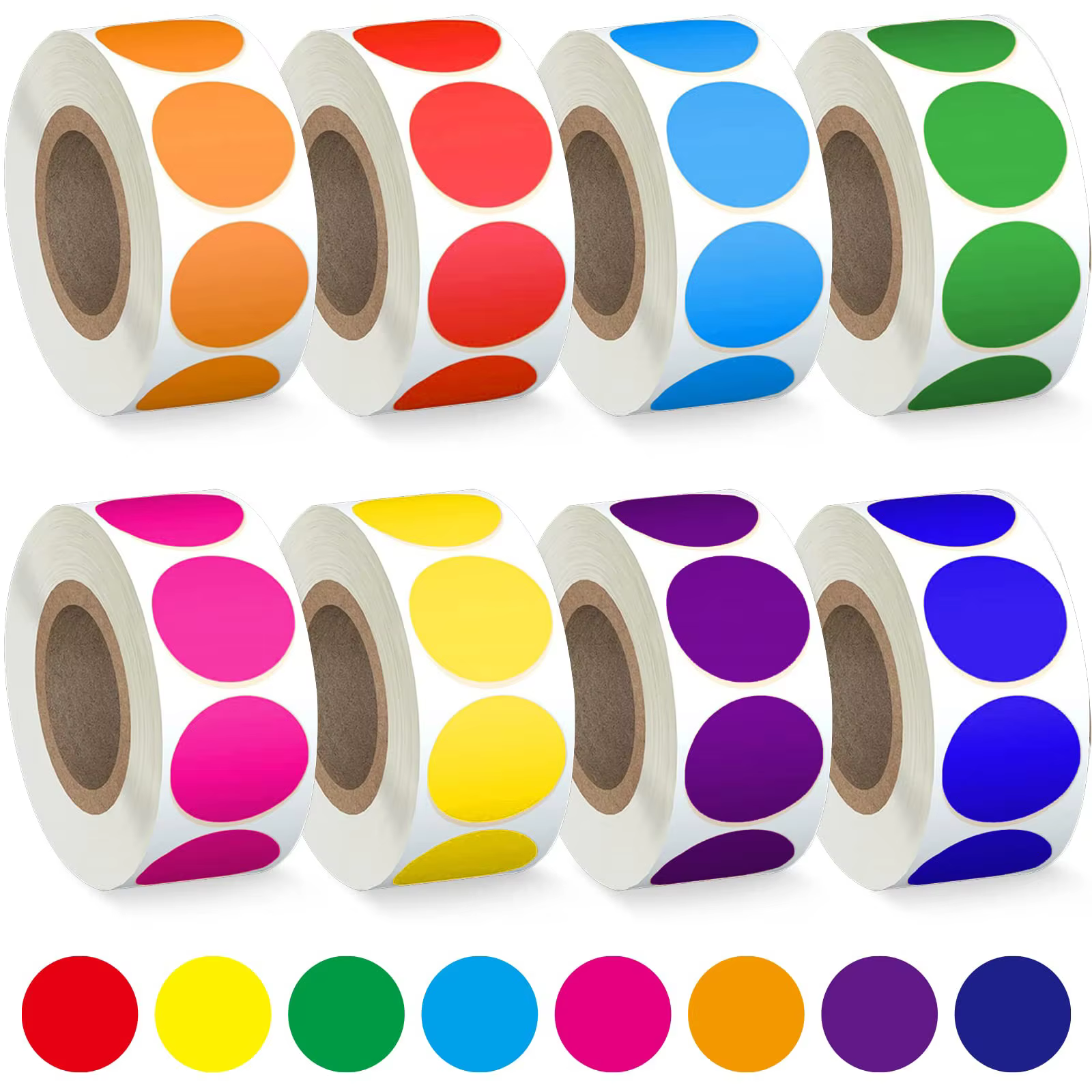 Colored Dot Coated Paper Label Round Three-Proof Thermal Dot Label Circular Dyed Label Paper Red Green Yellow Blue Sticker manufacture