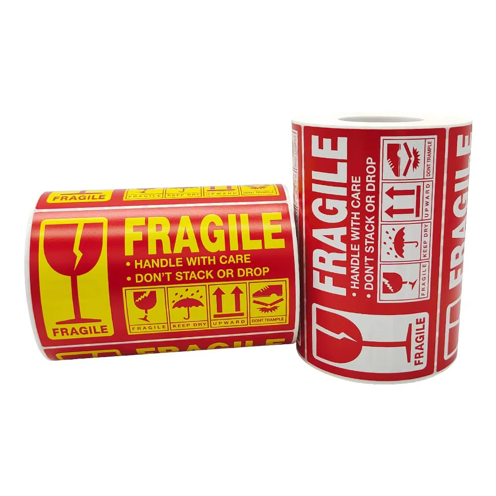 Fragile Sticker Roll Fragile Paper Tamper Proof Seal Sticker Fragile Label Glass Handle with Care Stickers for Package Box supplier