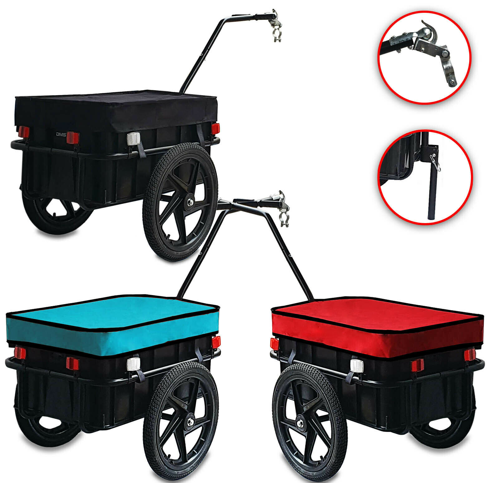 TC3003 Outdoor Bike Bicycle Cargo Luggage Trailer with Removable Transportation Box and Cover