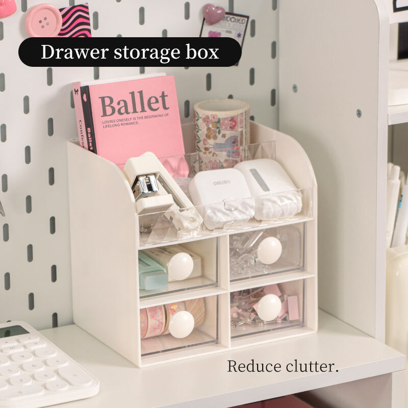 ITEM NO.5038 INS Style Multifunctional Office Desktop Stationery Plastic Storage Drawer Box with Removable Partition