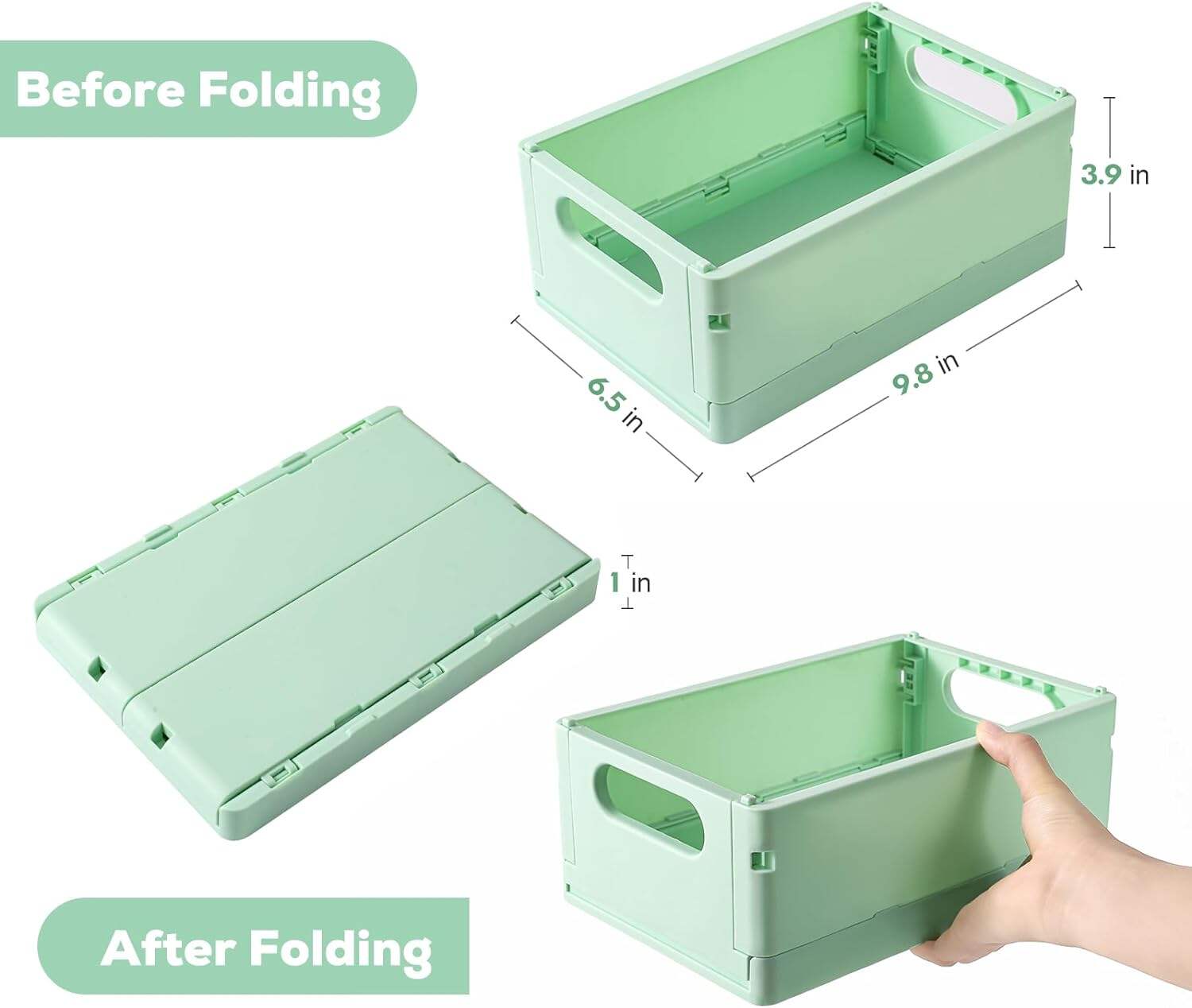 ITEM NO.5021 Wholesale Large Size Folding Storage Crate Box Portable Stackable Desktop Plastic Box Collapsible Box For Cosmetic Storage