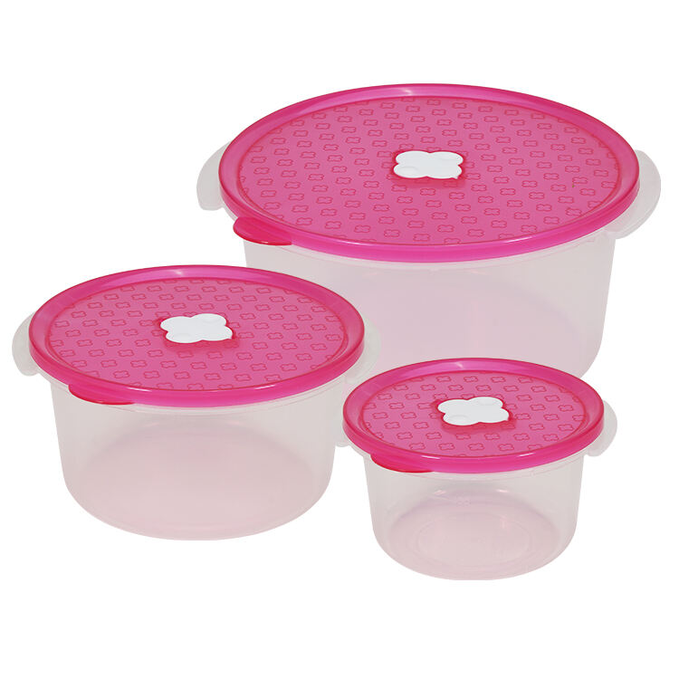 ITEM NO.5028(1-3) Set 3 Piece Bpa Free Portable Airtight Round Plastic Food Storage Container Microwavable Keeping Fresh Box Set