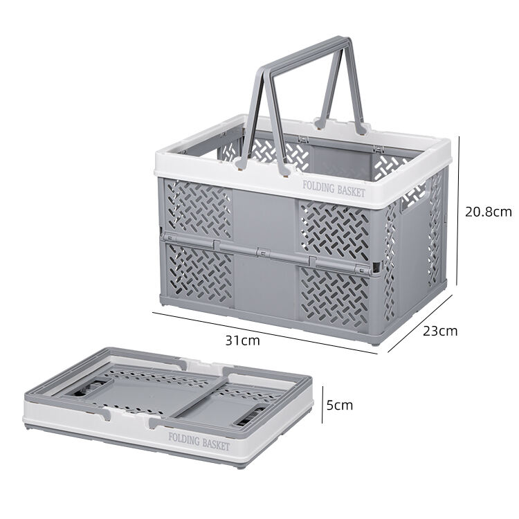 ITEM NO.7007 Factory Wholesale Large Size Plastic PP folding Baskets Handle Outdoor Picnic Collapsible Storage Crates