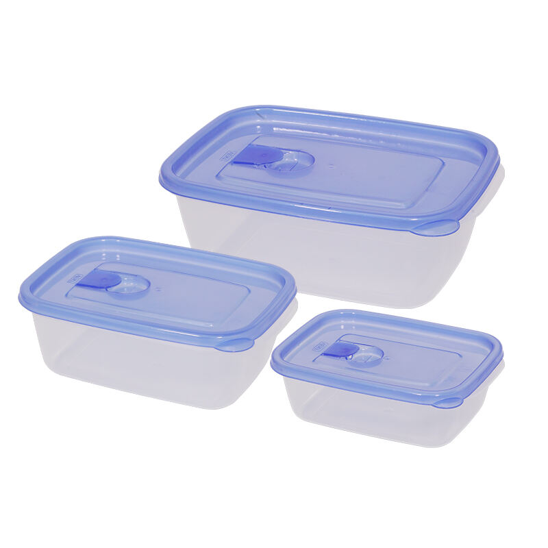 ITEM NO.3317(1-3) Factory 3-Piece Set of Rectangle Plastic Food Containers Microwave & Fridge Safe BPA Free Crisper Sets for Eco-Friendly Preservation