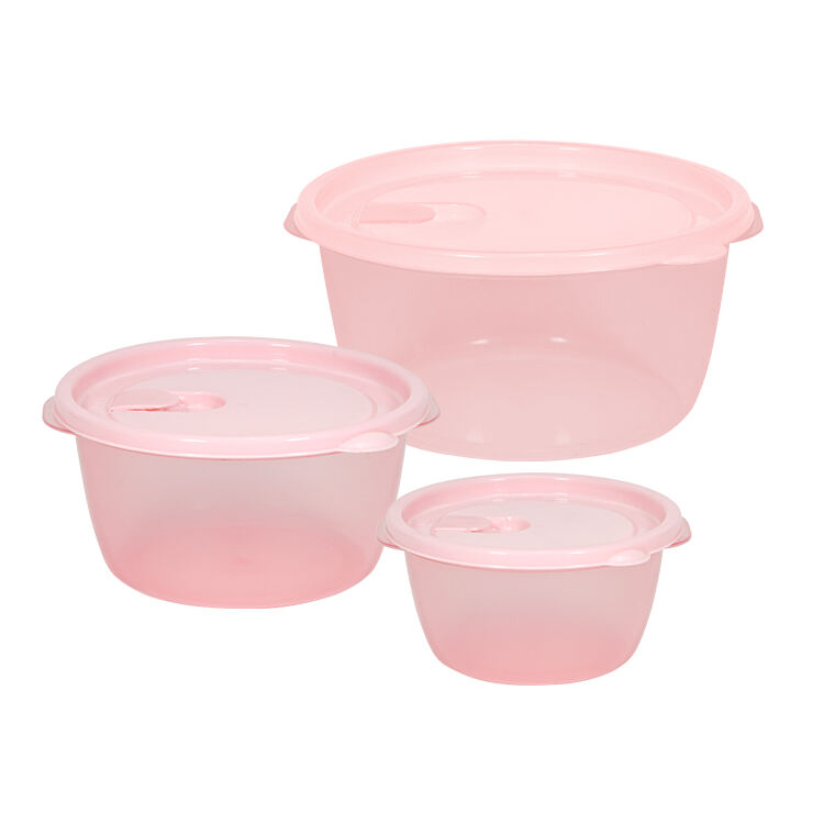 ITEM NO.3318(1-3)  Factory 3 Piece Set of Eco Friendly Round Plastic Food Containers Airtight Storage Box for Freshness Preservation