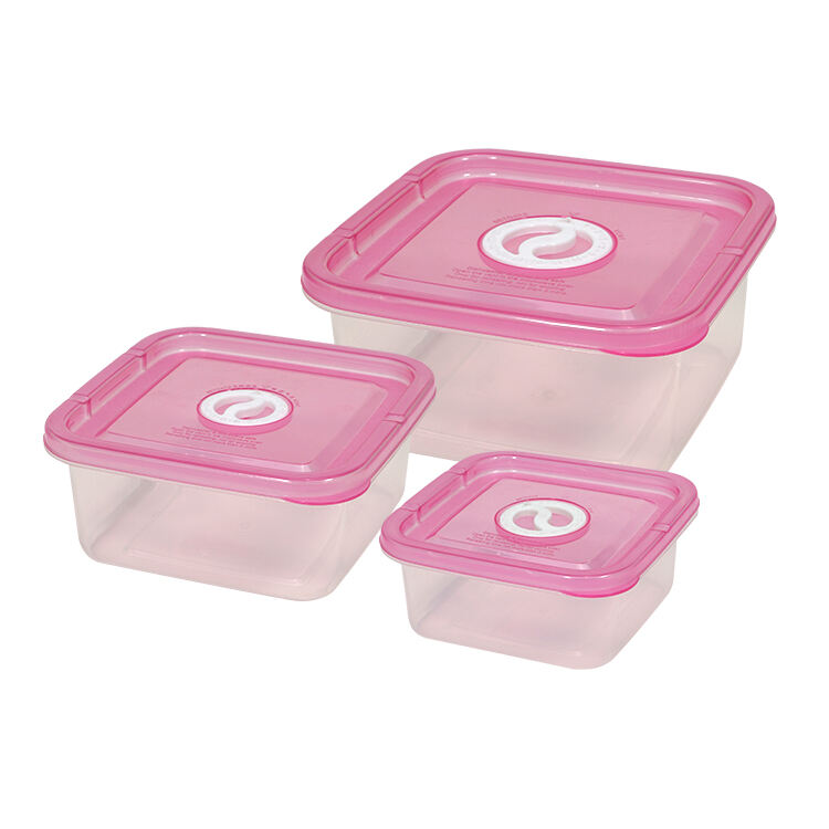 ITEM NO.3219(1-3)  Factory 3 Piece Set of Eco Friendly Square Plastic Kitchen Refrigerator Airtight Food Crisper Storage Container for Dry or Fresh Foods