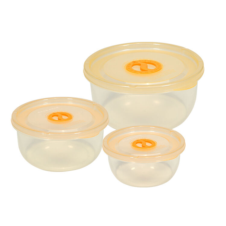 ITEM NO.3218(1-3)  Factory 3 Piece Set Round PP Microwave Safe Food Storage Box Container Clear Airtight Eco Friendly Plastic Kitchen Organizer