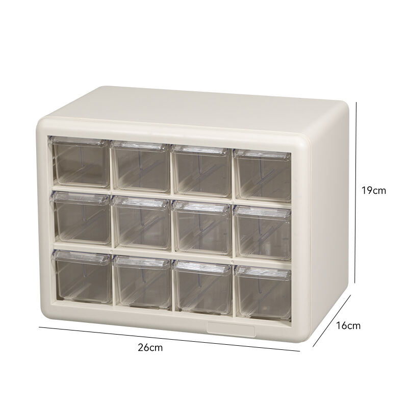 ITEM NO.5012-12 Factory Customized Desktop Cosmetics Skin Care Clear Plastic Box Drawer Organizer with 12 mini drawers