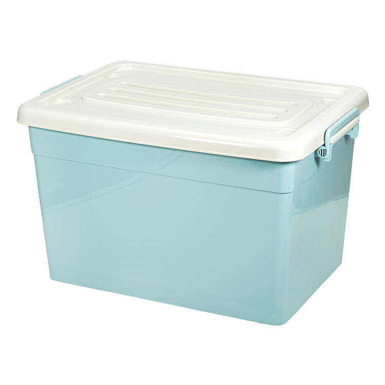 ITEM NO.3250 Factory Customized 55L High Capacity Clear Storage Latch Box Stackable Plastic Storage Container Bins With Wheels