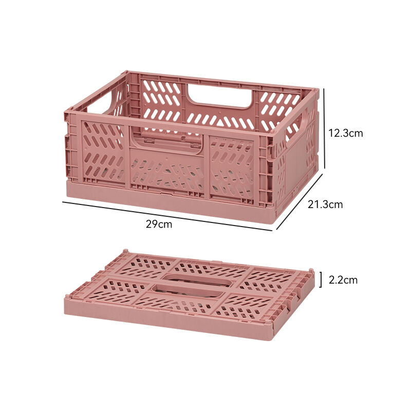 ITEM NO.5007 Portable Heavy Duty Medium Size Household Stackable Storage Foldable Crate Plastic Basket For Cheap