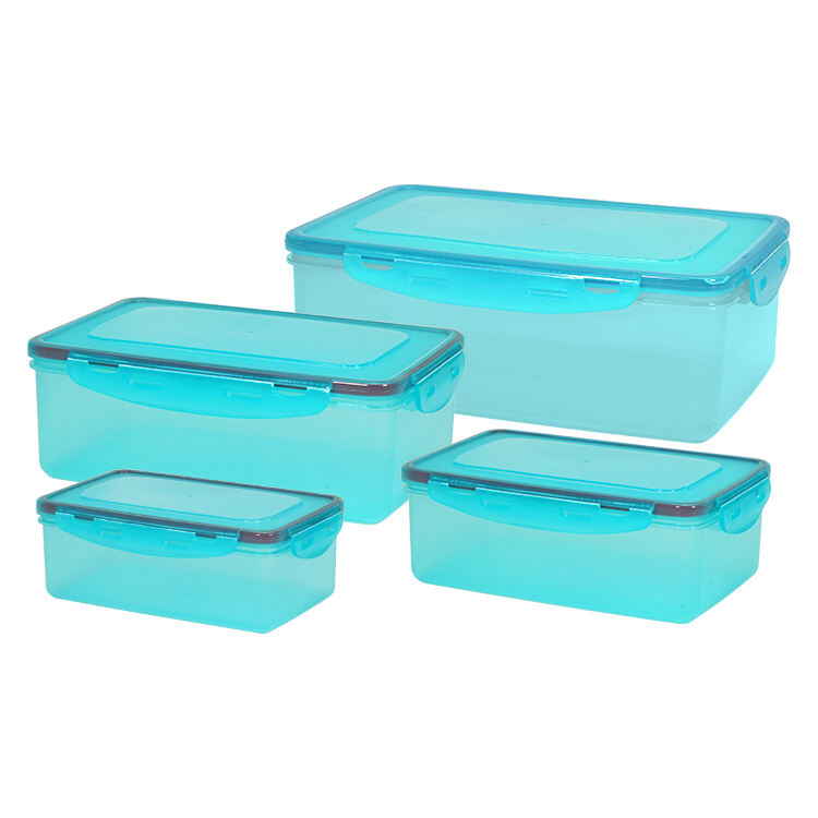 ITEM NO.327Q(1-4)  Factory 4 Piece Rectangle Plastic Microwave Safe Airtight Leakproof Food Containers Box Set for Food Preservation