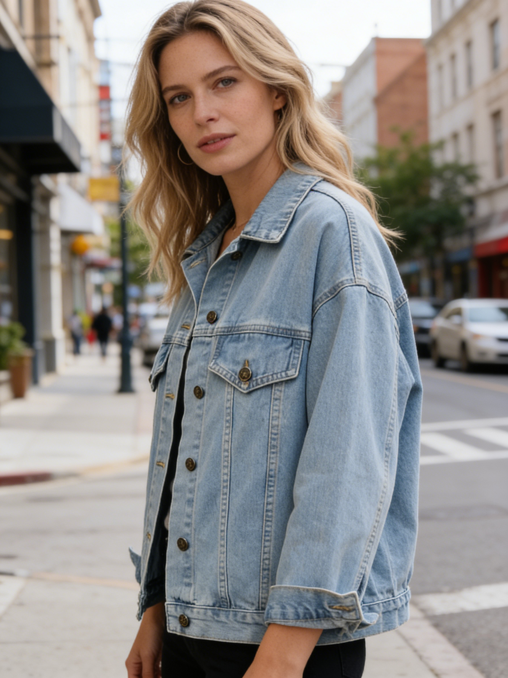 Тапсырыс бойынша әйелдерге арналған үлкен өлшемді ретро джинс курткасы, ұзын қолтықтары бар қысқартылған куртка, шетінде жіпшелері бар, блестермен және тігіспен безендірілген