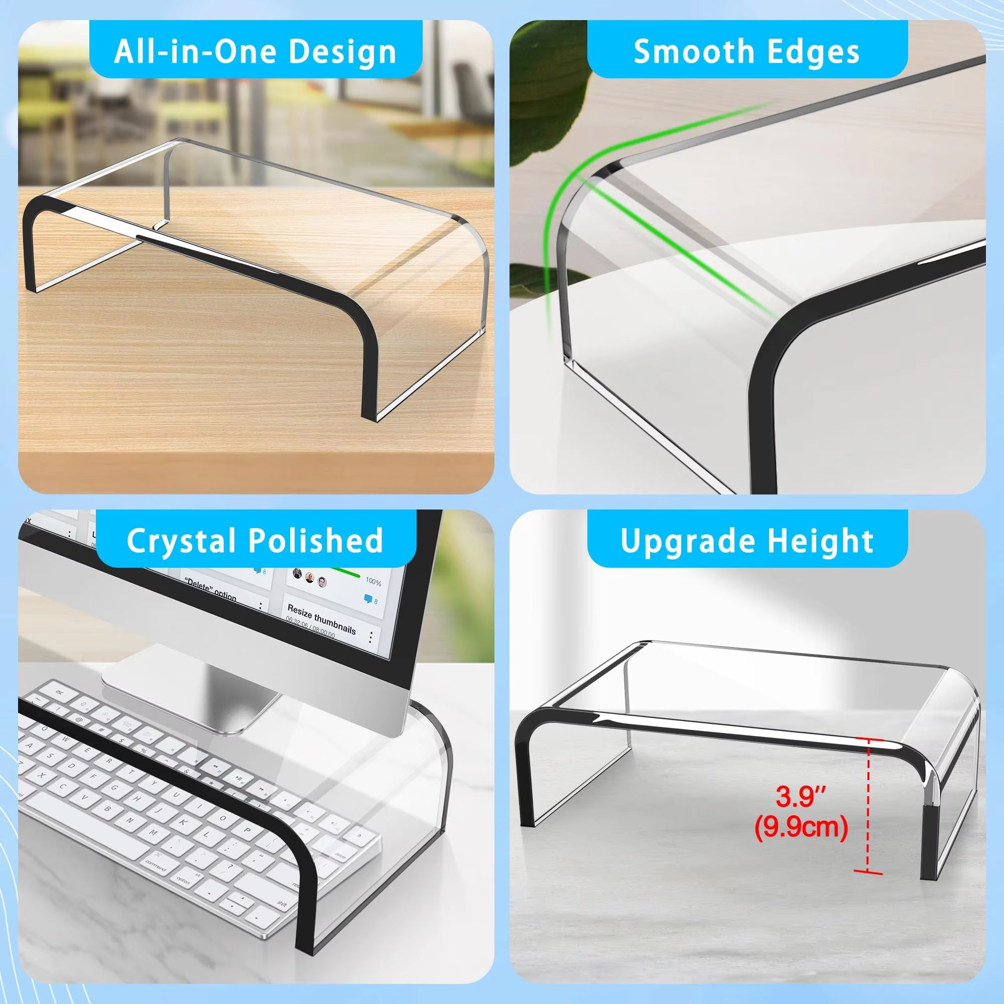 What are clear acrylic risers used for?