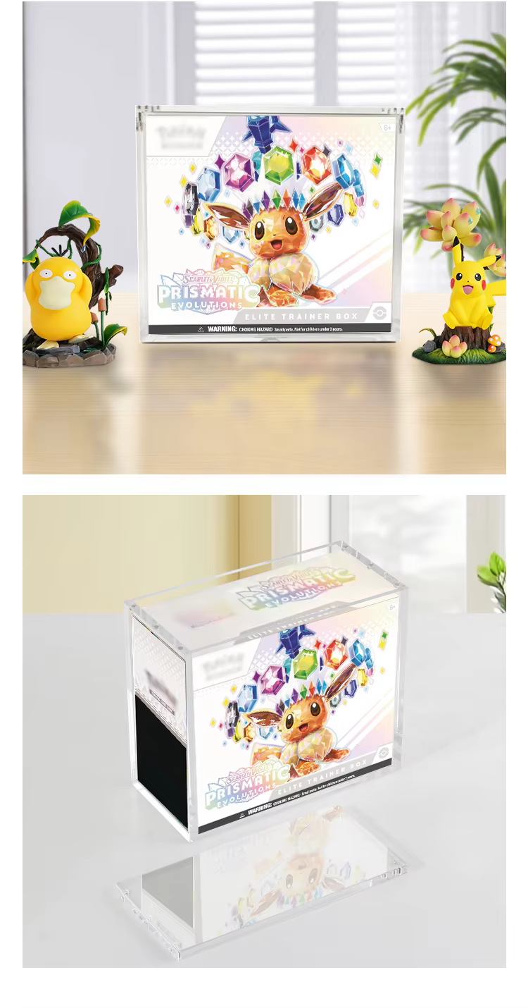 Custom 99% UV protection Booster Box, Trading Card Game Display Case With Strong Magnet, ETB Acrylic Collection Storage Box manufacture