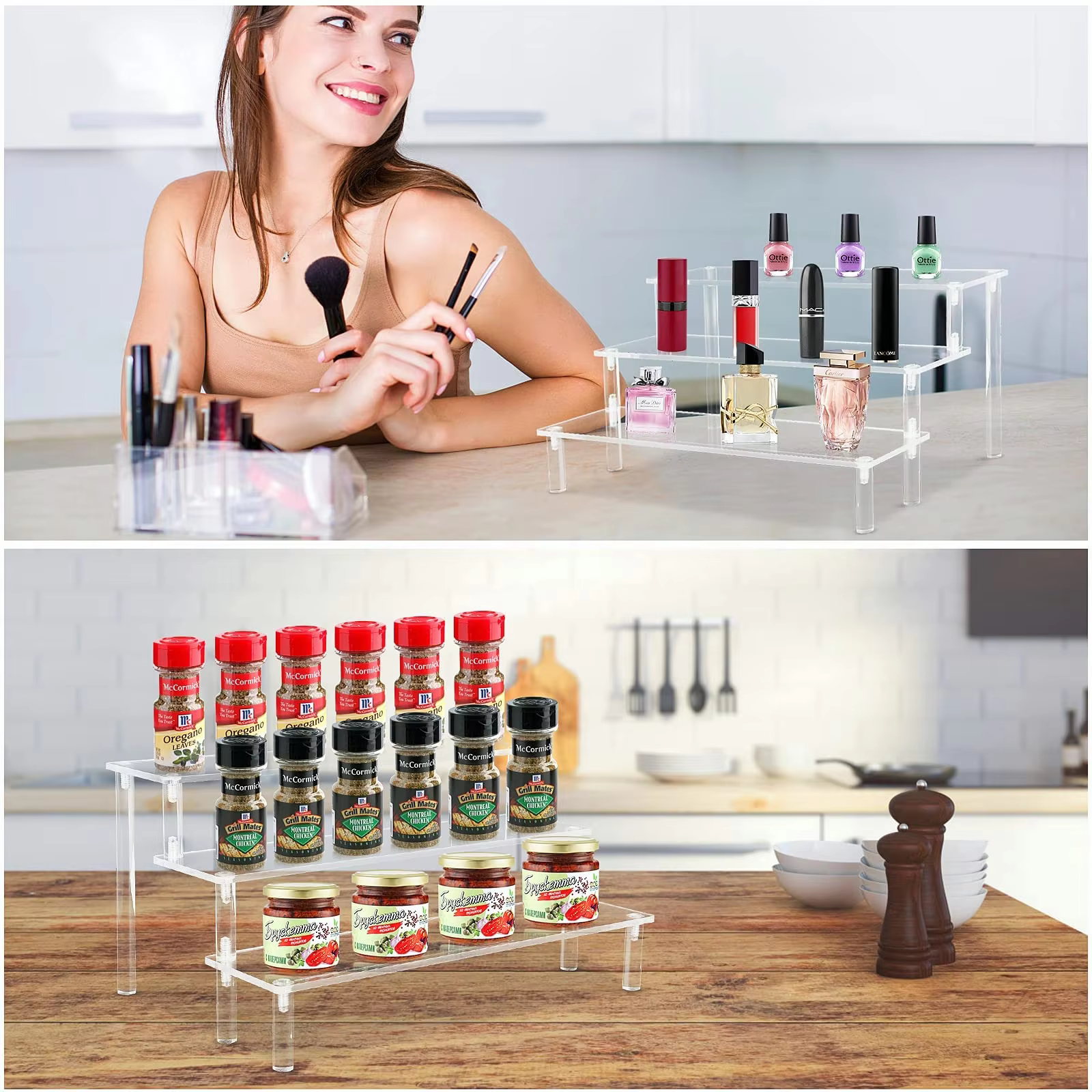 High Quality Clear Acrylic Display Riser Stand 4 Steps Display Stand Acrylic Organizer Shelf for Figures Cupcakes manufacture