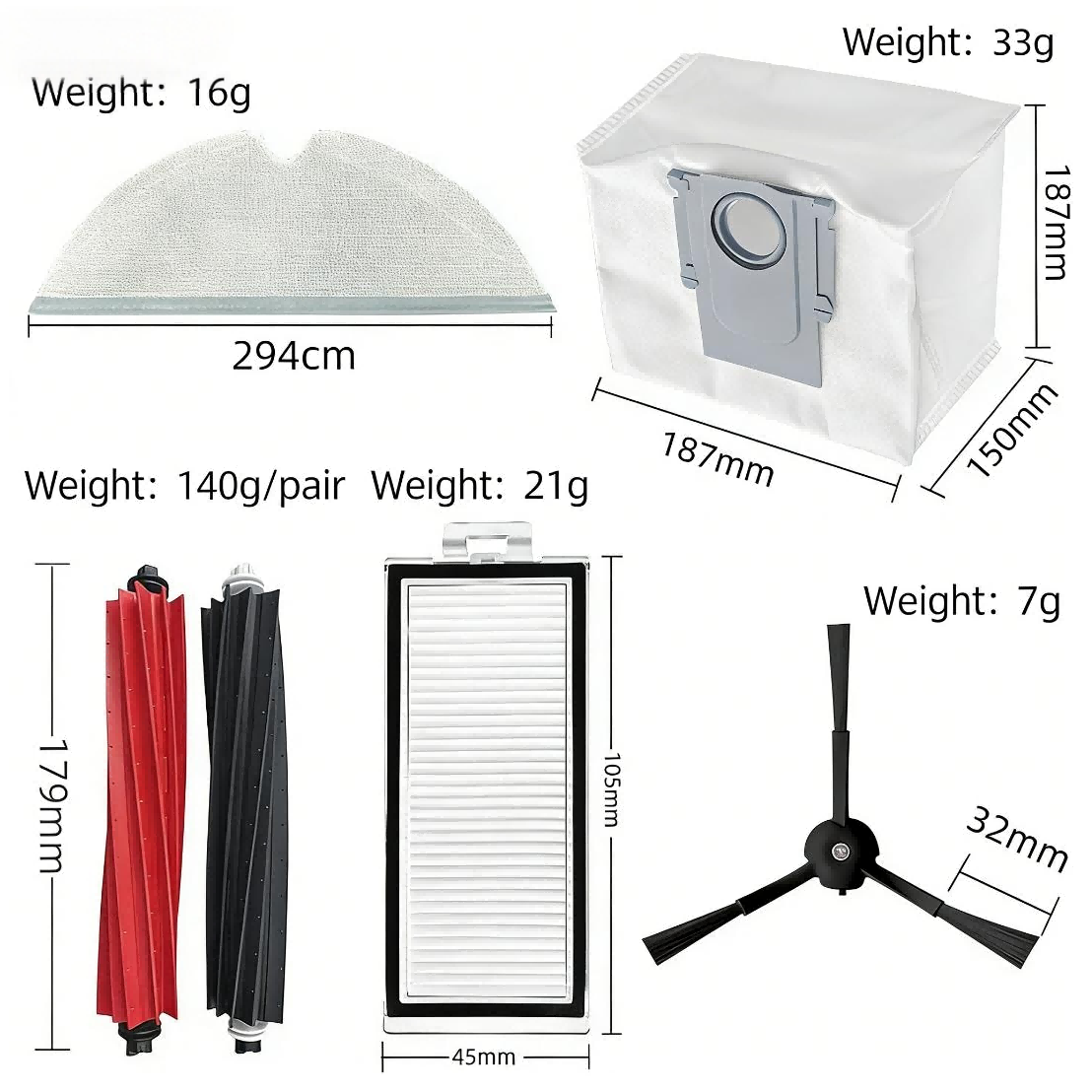 Suitable for Millet Stone Q5 PRO /Q8 Max /Q8Max Sweeper Accessories Main Brush Edge Brush Filter Dust Bag