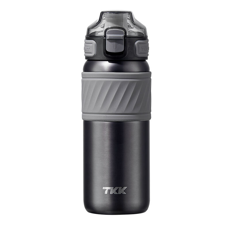 TKK 500 ml isolierte Reiseflasche mit Strohhalm, doppelwandig, auslaufsicher, Thermos-Vakuum, wiederverwendbarer Edelstahlbecher