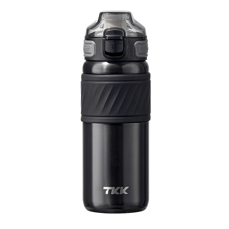 TKK 500 ml isolierte Reiseflasche mit Strohhalm, doppelwandig, auslaufsicher, Thermos-Vakuum, wiederverwendbarer Edelstahlbecher