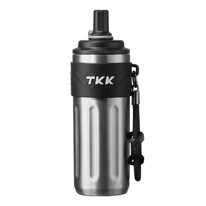 Bouteilles d'eau de sport portables isolées à double paroi TKK 500 ml avec paille en silicone